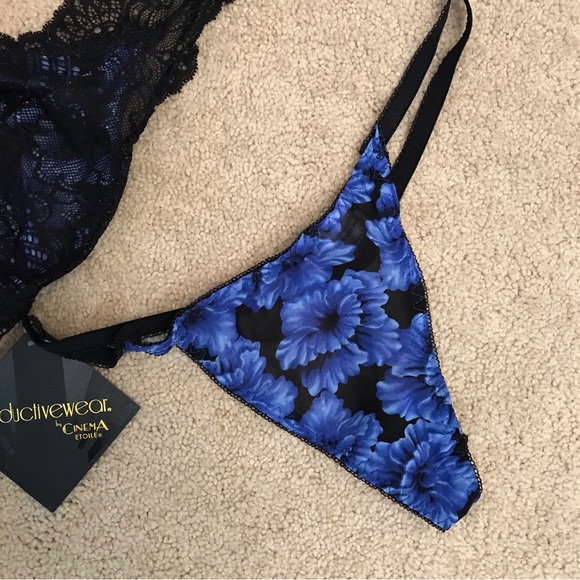 Seductive Wear Cinema Etoile Babydoll Teddy NEW Womens Small Blue Black Lace - Picture 11 of 14